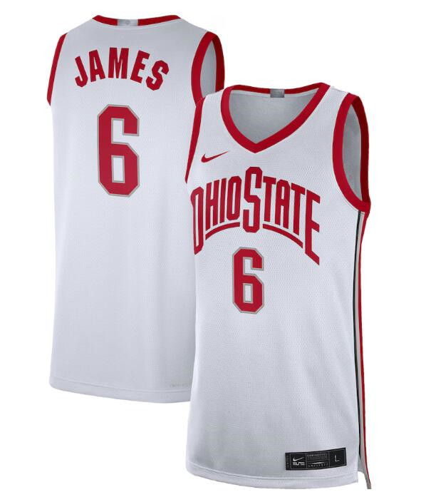 Men's Ohio State Buckeyes #6 LeBron James White Limited Stitched Basketball Jersey